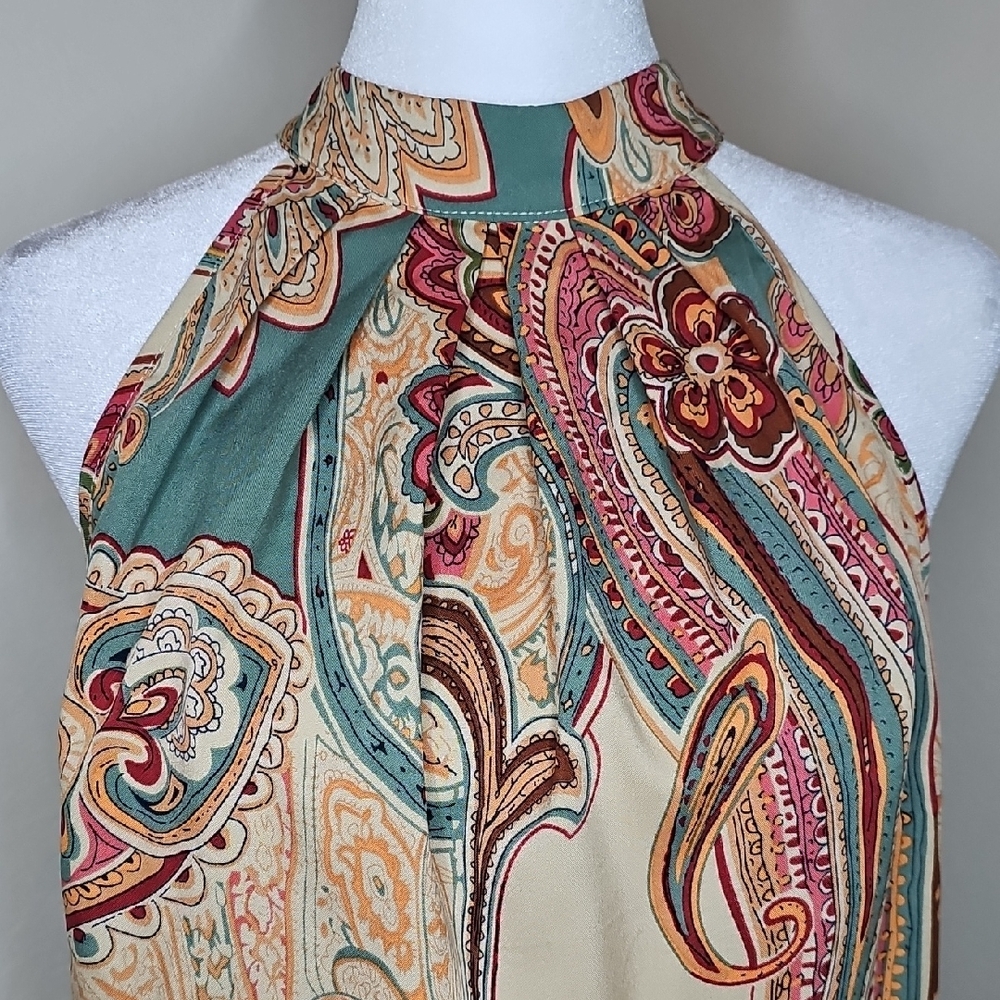 Paisley Halter Sleeveless Multi-color Top Sz M - Picture 2 of 8